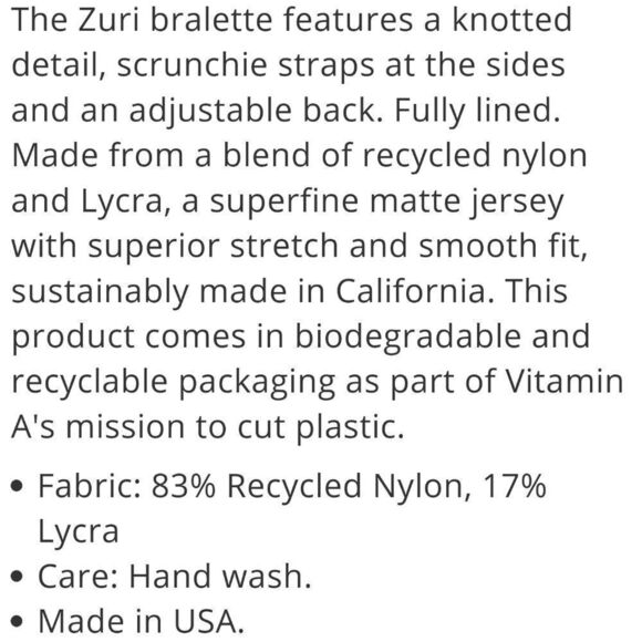 Vitamin A Black ZURI Bikini Top Size 6/S Sold out Online - Picture 7 of 13